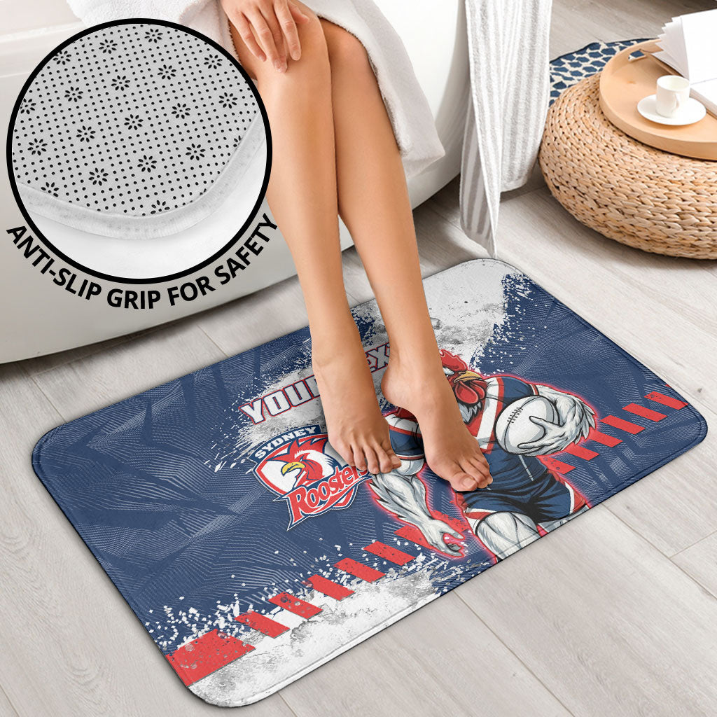 Personalized Sydney Roosters Rugby Bathroom Set Rooster Mascot - Sporty Splash Art Style