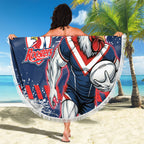 Personalized Sydney Roosters Rugby Beach Blanket Rooster Mascot - Sporty Splash Art Style