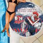 Personalized Sydney Roosters Rugby Beach Blanket Rooster Mascot - Sporty Splash Art Style