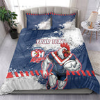 Personalized Sydney Roosters Rugby Bedding Set Rooster Mascot - Sporty Splash Art Style