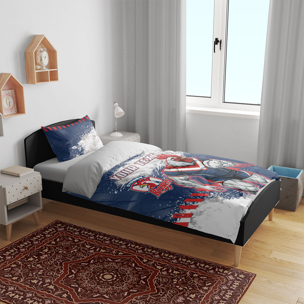 Personalized Sydney Roosters Rugby Bedding Set Rooster Mascot - Sporty Splash Art Style