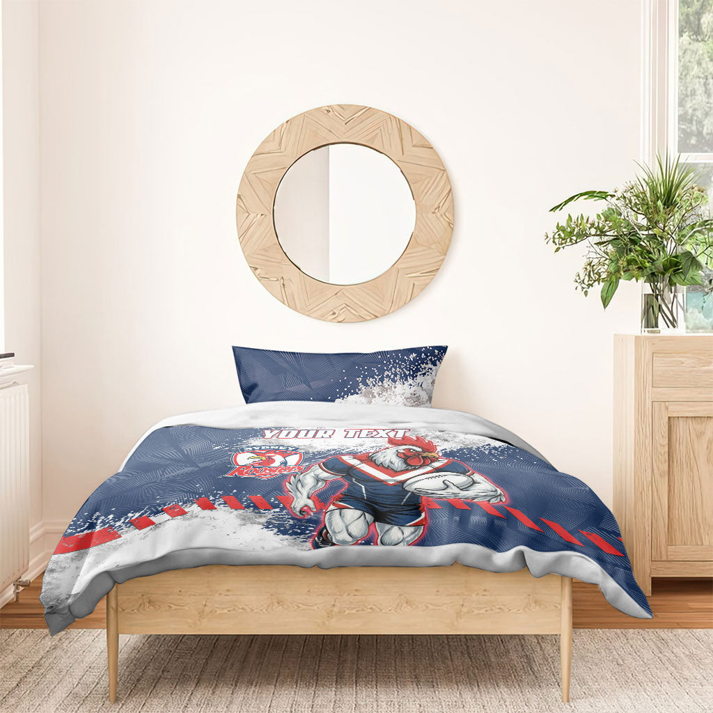 Personalized Sydney Roosters Rugby Bedding Set Rooster Mascot - Sporty Splash Art Style