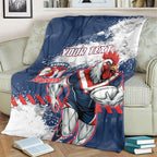 Personalized Sydney Roosters Rugby Blanket Rooster Mascot - Sporty Splash Art Style