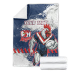 Personalized Sydney Roosters Rugby Blanket Rooster Mascot - Sporty Splash Art Style