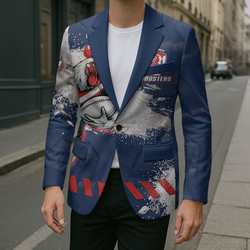 Personalized Sydney Roosters Rugby Blazer Rooster Mascot - Sporty Splash Art Style