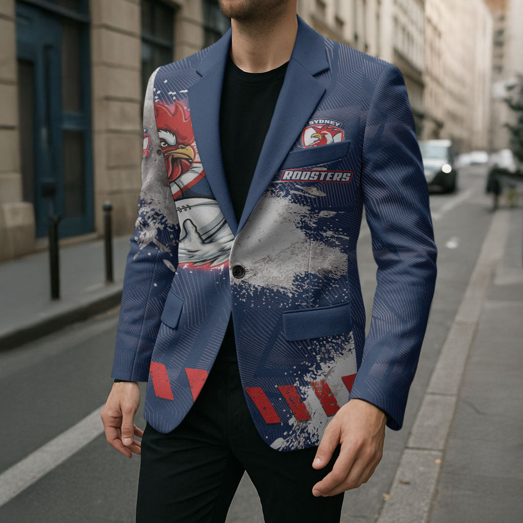 Personalized Sydney Roosters Rugby Blazer Rooster Mascot - Sporty Splash Art Style