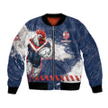 Personalized Sydney Roosters Rugby Bomber Jacket Rooster Mascot - Sporty Splash Art Style