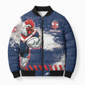 Personalized Sydney Roosters Rugby Bomber Puffer Jacket Rooster Mascot - Sporty Splash Art Style