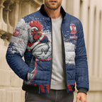 Personalized Sydney Roosters Rugby Bomber Puffer Jacket Rooster Mascot - Sporty Splash Art Style