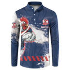 Personalized Sydney Roosters Rugby Button Sweatshirt Rooster Mascot - Sporty Splash Art Style