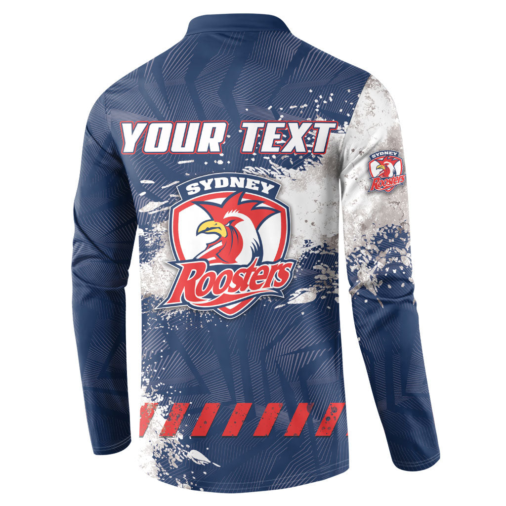 Personalized Sydney Roosters Rugby Button Sweatshirt Rooster Mascot - Sporty Splash Art Style