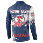 Personalized Sydney Roosters Rugby Button Sweatshirt Rooster Mascot - Sporty Splash Art Style