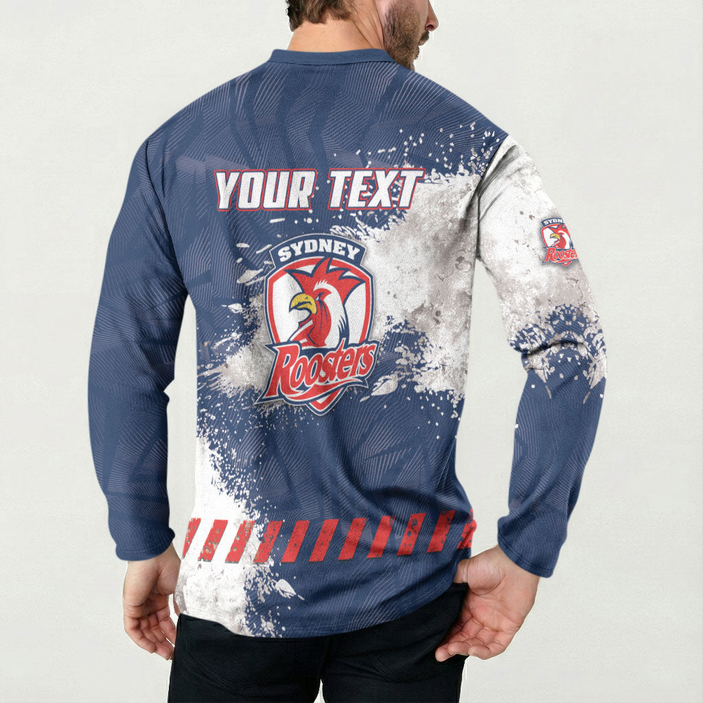 Personalized Sydney Roosters Rugby Button Sweatshirt Rooster Mascot - Sporty Splash Art Style
