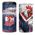 Personalized Sydney Roosters Rugby 4 in 1 Can Cooler Tumbler Rooster Mascot - Sporty Splash Art Style