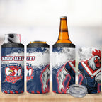 Personalized Sydney Roosters Rugby 4 in 1 Can Cooler Tumbler Rooster Mascot - Sporty Splash Art Style