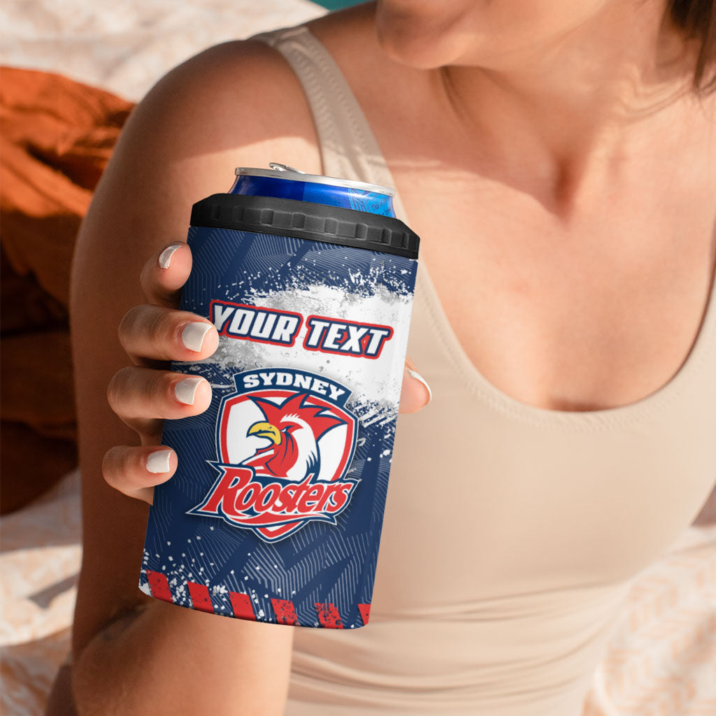 Personalized Sydney Roosters Rugby 4 in 1 Can Cooler Tumbler Rooster Mascot - Sporty Splash Art Style