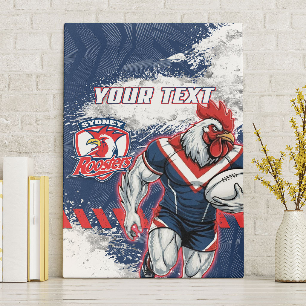 Personalized Sydney Roosters Rugby Canvas Wall Art Rooster Mascot - Sporty Splash Art Style
