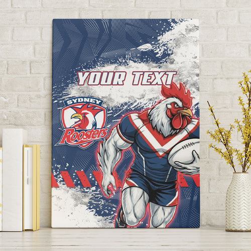 Personalized Sydney Roosters Rugby Canvas Wall Art Rooster Mascot - Sporty Splash Art Style