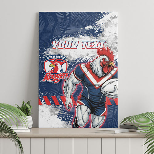 Personalized Sydney Roosters Rugby Canvas Wall Art Rooster Mascot - Sporty Splash Art Style