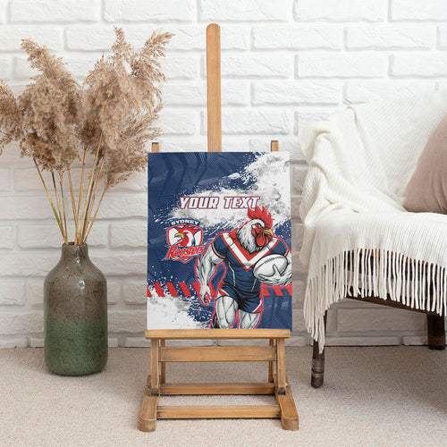 Personalized Sydney Roosters Rugby Canvas Wall Art Rooster Mascot - Sporty Splash Art Style