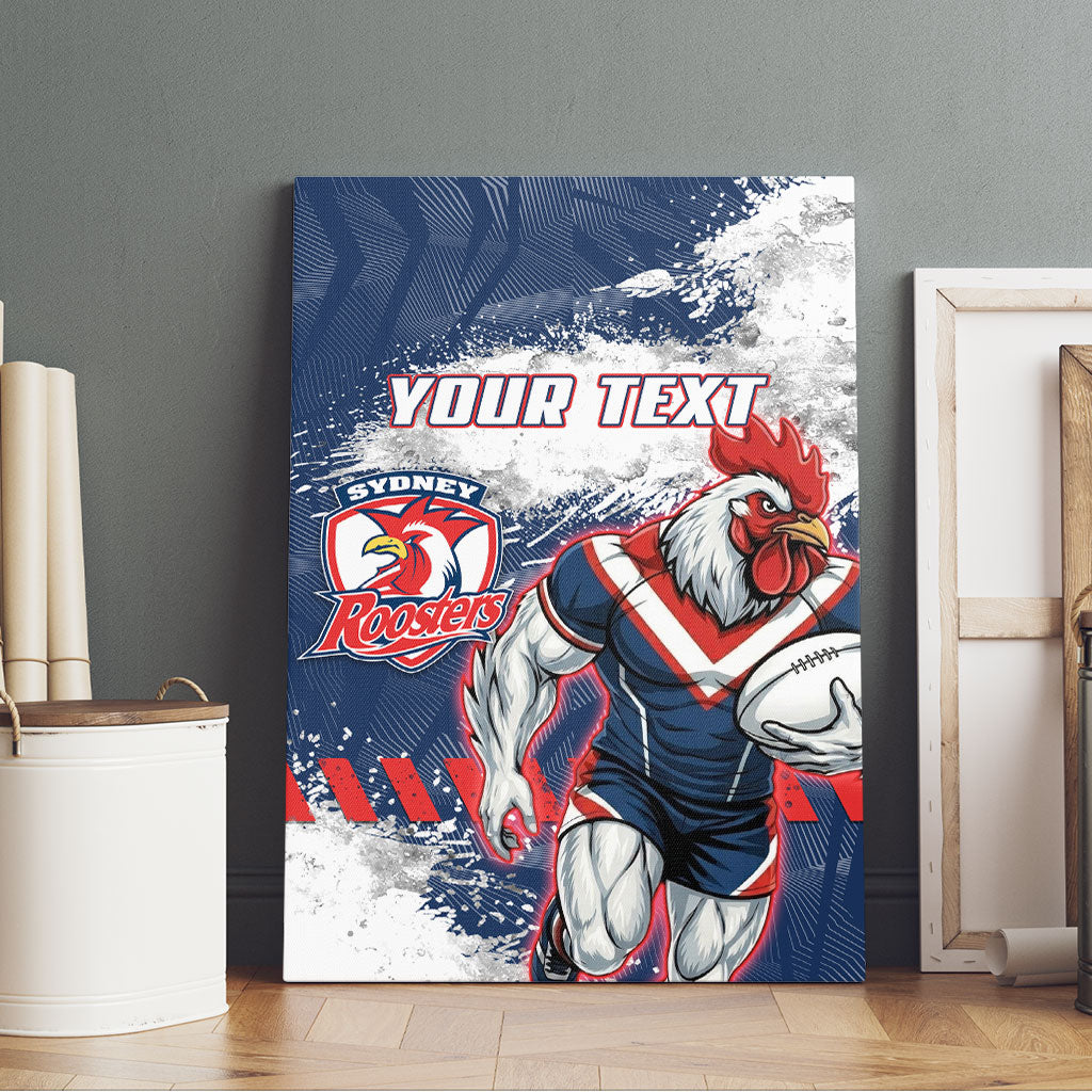 Personalized Sydney Roosters Rugby Canvas Wall Art Rooster Mascot - Sporty Splash Art Style