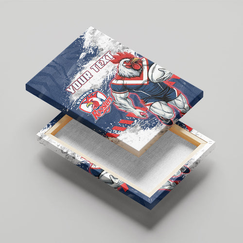 Personalized Sydney Roosters Rugby Canvas Wall Art Rooster Mascot - Sporty Splash Art Style