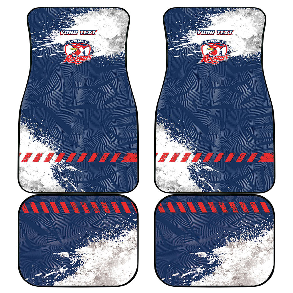 Personalized Sydney Roosters Rugby Car Mats Rooster Mascot - Sporty Splash Art Style