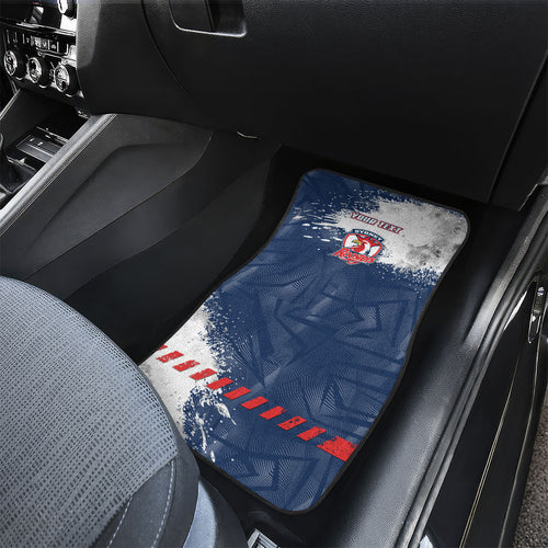 Personalized Sydney Roosters Rugby Car Mats Rooster Mascot - Sporty Splash Art Style