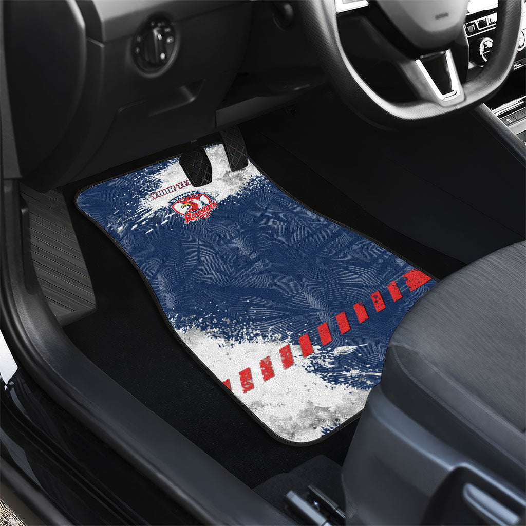 Personalized Sydney Roosters Rugby Car Mats Rooster Mascot - Sporty Splash Art Style