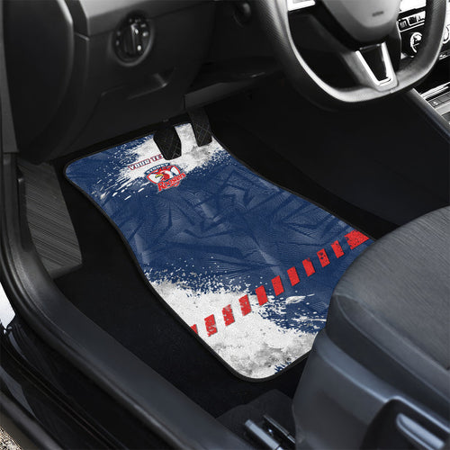 Personalized Sydney Roosters Rugby Car Mats Rooster Mascot - Sporty Splash Art Style