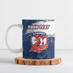 Personalized Sydney Roosters Rugby Ceramic Mug Rooster Mascot - Sporty Splash Art Style