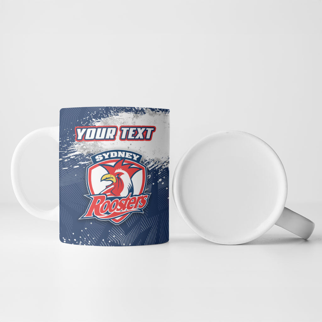 Personalized Sydney Roosters Rugby Ceramic Mug Rooster Mascot - Sporty Splash Art Style