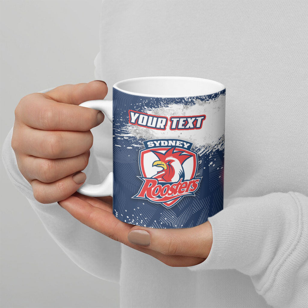 Personalized Sydney Roosters Rugby Ceramic Mug Rooster Mascot - Sporty Splash Art Style