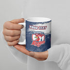 Personalized Sydney Roosters Rugby Ceramic Mug Rooster Mascot - Sporty Splash Art Style