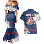 Personalized Sydney Roosters Rugby Couples Matching Mermaid Dress and Hawaiian Shirt Rooster Mascot - Sporty Splash Art Style