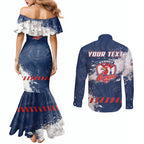 Personalized Sydney Roosters Rugby Couples Matching Mermaid Dress and Long Sleeve Button Shirt Rooster Mascot - Sporty Splash Art Style