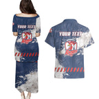 Personalized Sydney Roosters Rugby Couples Matching Puletasi and Hawaiian Shirt Rooster Mascot - Sporty Splash Art Style