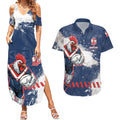 Personalized Sydney Roosters Rugby Couples Matching Summer Maxi Dress and Hawaiian Shirt Rooster Mascot - Sporty Splash Art Style