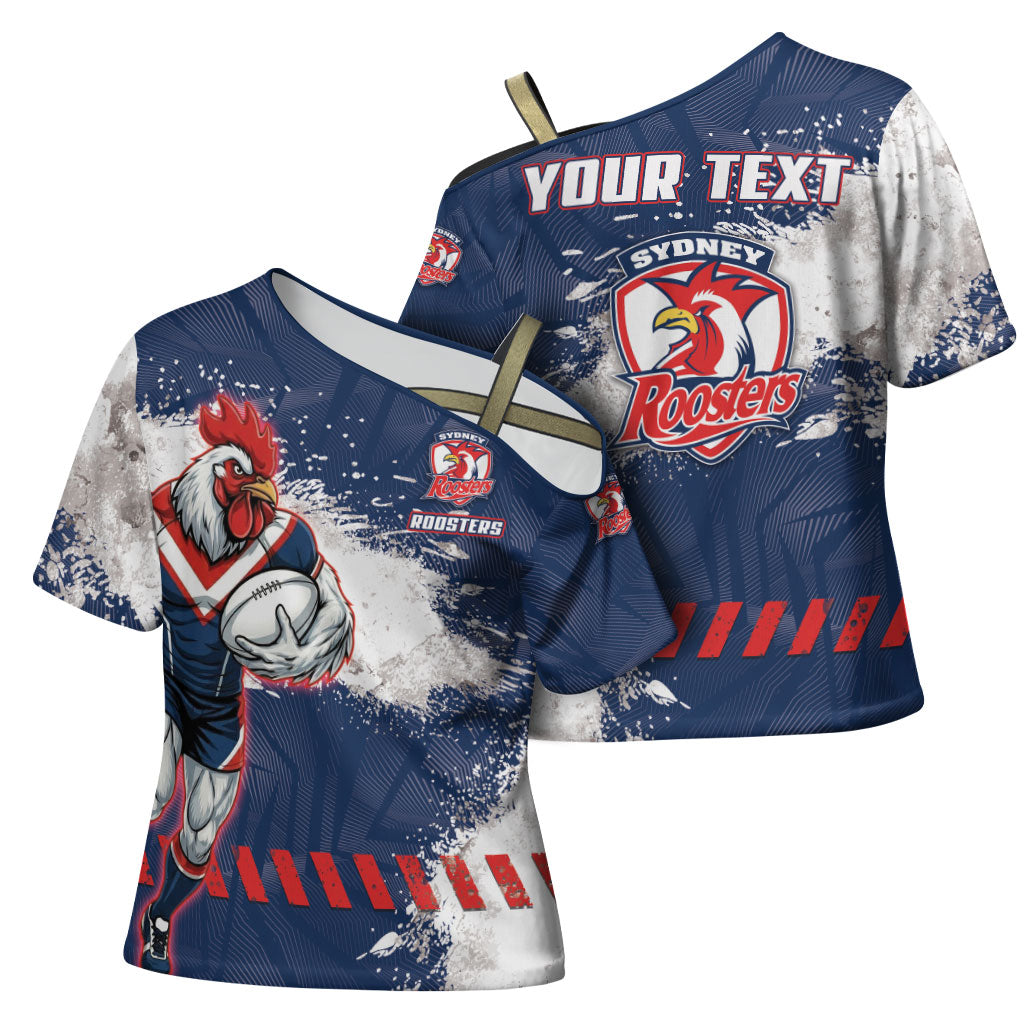 Personalized Sydney Roosters Rugby Cross Shoulder Shirt Rooster Mascot - Sporty Splash Art Style
