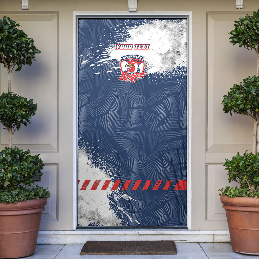 Personalized Sydney Roosters Rugby Door Cover Rooster Mascot - Sporty Splash Art Style