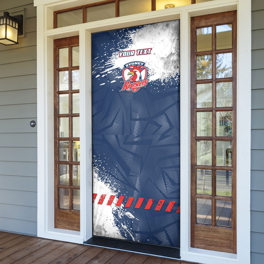 Personalized Sydney Roosters Rugby Door Cover Rooster Mascot - Sporty Splash Art Style