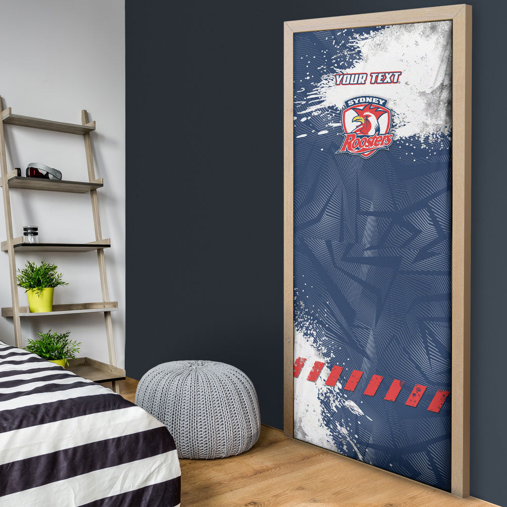 Personalized Sydney Roosters Rugby Door Cover Rooster Mascot - Sporty Splash Art Style
