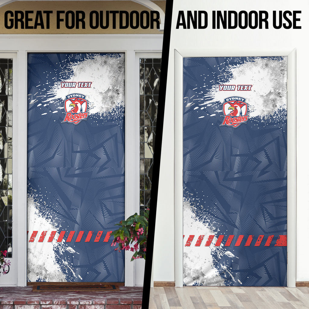 Personalized Sydney Roosters Rugby Door Cover Rooster Mascot - Sporty Splash Art Style