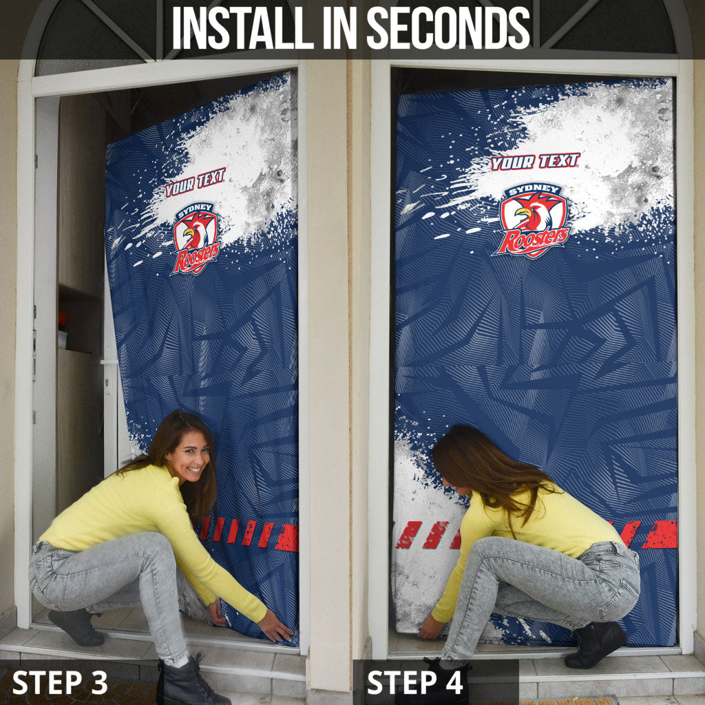 Personalized Sydney Roosters Rugby Door Cover Rooster Mascot - Sporty Splash Art Style