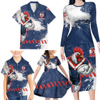 Personalized Sydney Roosters Rugby Family Matching Long Sleeve Bodycon Dress and Hawaiian Shirt Rooster Mascot - Sporty Splash Art Style