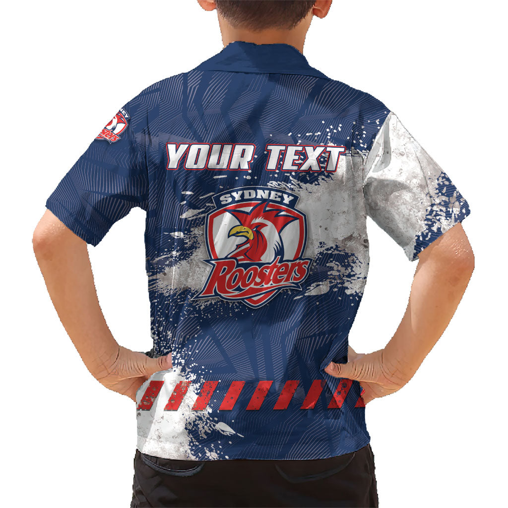 Personalized Sydney Roosters Rugby Family Matching Long Sleeve Bodycon Dress and Hawaiian Shirt Rooster Mascot - Sporty Splash Art Style