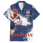 Personalized Sydney Roosters Rugby Family Matching Long Sleeve Bodycon Dress and Hawaiian Shirt Rooster Mascot - Sporty Splash Art Style