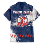 Personalized Sydney Roosters Rugby Family Matching Long Sleeve Bodycon Dress and Hawaiian Shirt Rooster Mascot - Sporty Splash Art Style