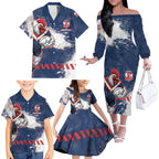 Personalized Sydney Roosters Rugby Family Matching Off The Shoulder Long Sleeve Dress and Hawaiian Shirt Rooster Mascot - Sporty Splash Art Style