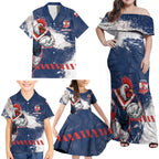 Personalized Sydney Roosters Rugby Family Matching Off Shoulder Maxi Dress and Hawaiian Shirt Rooster Mascot - Sporty Splash Art Style